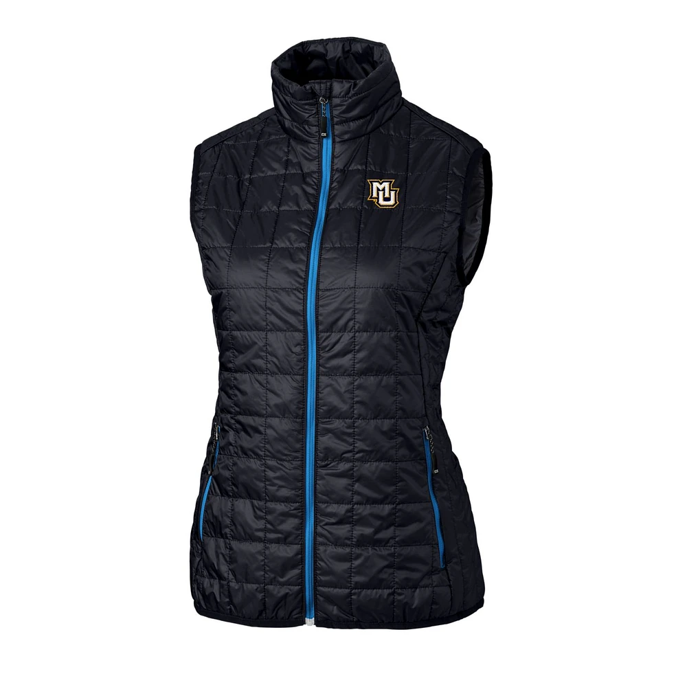 Women's Cutter & Buck Navy Marquette Golden Eagles Eco Full-Zip Puffer Vest
