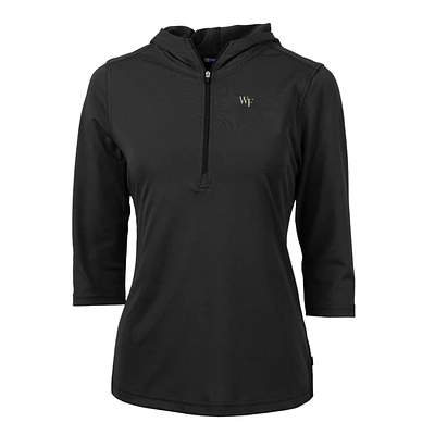 Women's Cutter & Buck Wake Forest Demon Deacons Virtue Eco Pique Half-Zip 3/4 Sleeve Pullover Hoodie