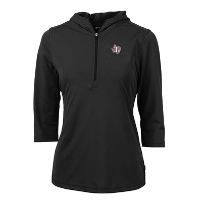 Women's Cutter & Buck Black Texas Southern Tigers Virtue Eco Pique Half-Zip 3/4 Sleeve Pullover Hoodie