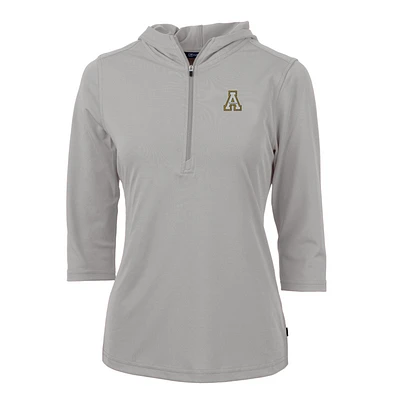 Women's Cutter & Buck Silver Appalachian State Mountaineers Virtue Eco Pique Half-Zip 3/4 Sleeve Pullover Hoodie