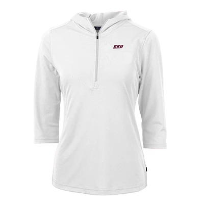 Women's Cutter & Buck Eastern Kentucky Colonels Virtue Eco Pique Half-Zip 3/4 Sleeve Pullover Hoodie