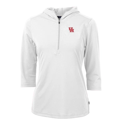 Women's Cutter & Buck White Houston Cougars Virtue Eco Pique Half-Zip 3/4 Sleeve Pullover Hoodie