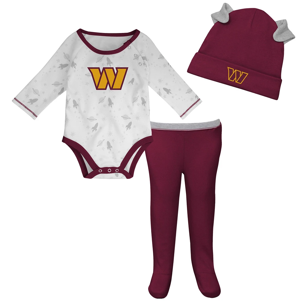 Newborn & Infant White/Burgundy Washington Commanders Dream Team Bodysuit Pants Hat Set