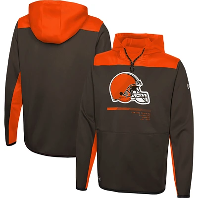 Men's New Era Brown Cleveland Browns Combine Authentic Hard Hitter Pullover Hoodie