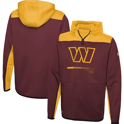 Men's New Era Burgundy Washington Commanders Combine Authentic Hard Hitter Pullover Hoodie