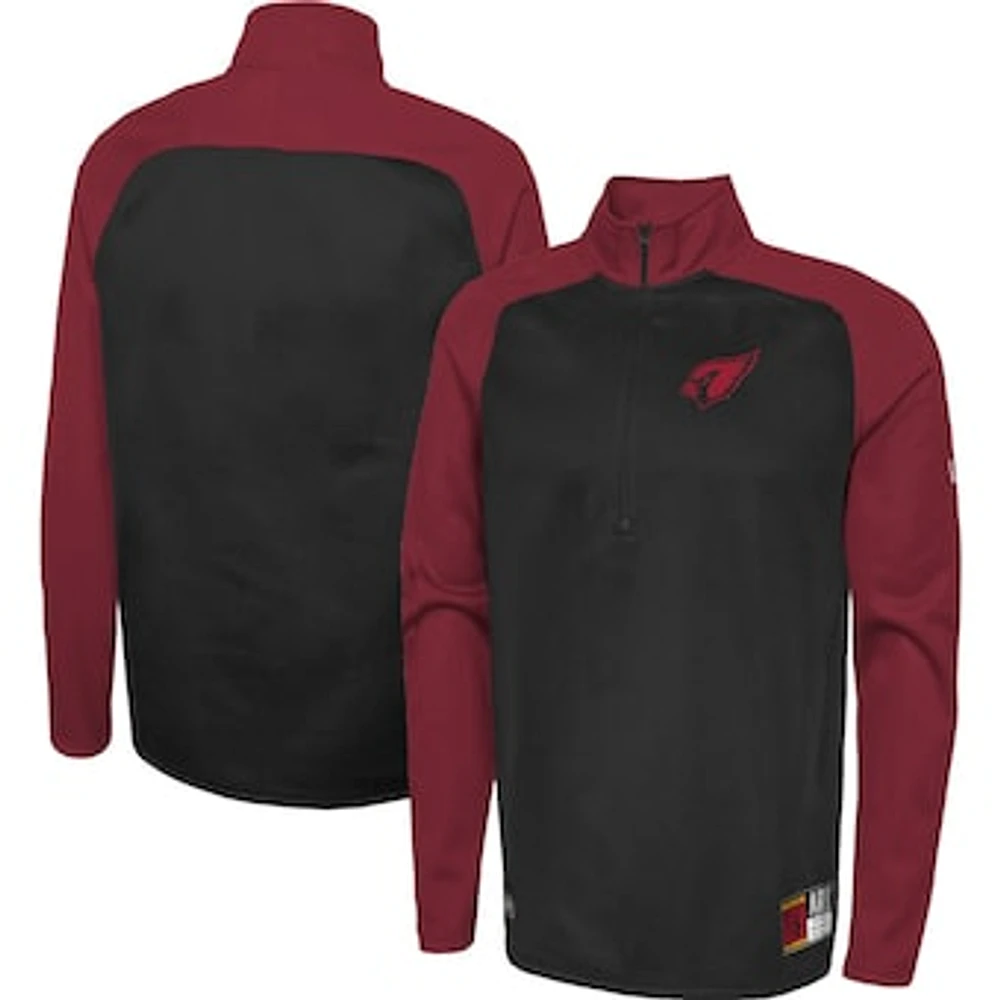 Men's New Era Black Arizona Cardinals Combine Authentic O-Line Raglan Half-Zip Jacket