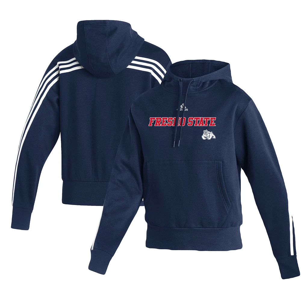 Women's adidas Navy Fresno State Bulldogs Fashion Pullover Hoodie