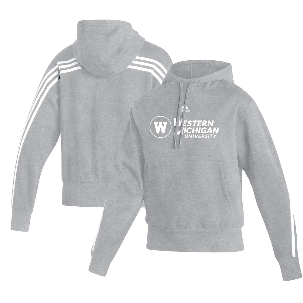 Women's adidas Heathered Gray Western Michigan Broncos Fashion Pullover Hoodie