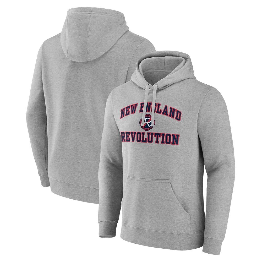 Men's Heathered Gray New England Revolution Heart and Soul Pullover Hoodie