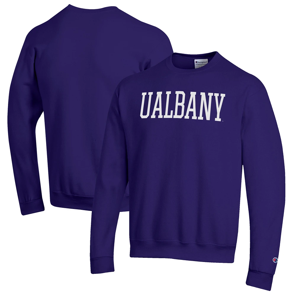 Men's Champion Purple Albany Great Danes Eco Powerblend Crewneck Sweatshirt