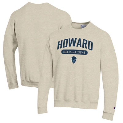 Men's Champion Heathered Oatmeal Howard Bison Eco Powerblend Crewneck Sweatshirt
