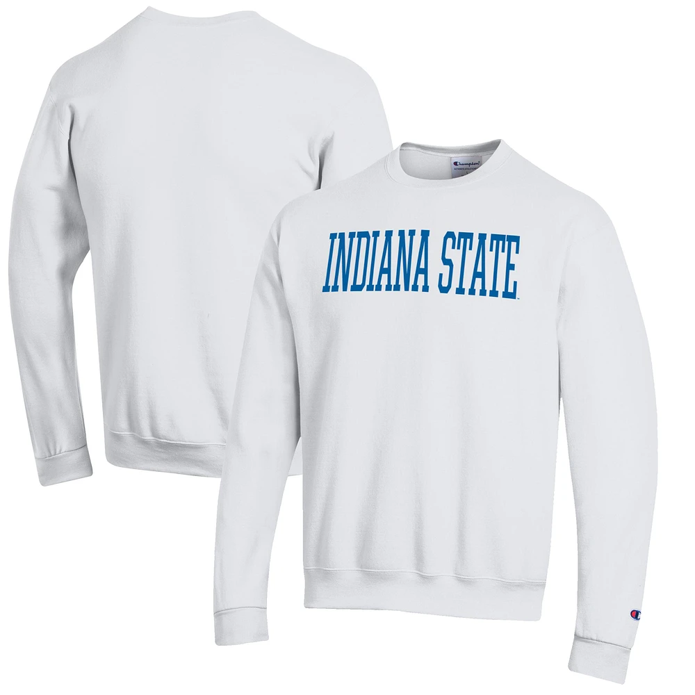 Men's Champion White Indiana State Sycamores Eco Powerblend Crewneck Sweatshirt