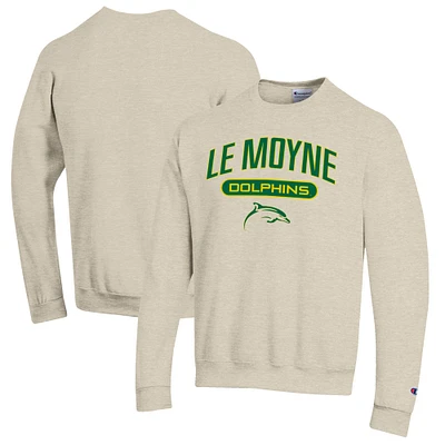 Men's Champion Heathered Oatmeal Le Moyne Dolphins Eco Powerblend Crewneck Sweatshirt
