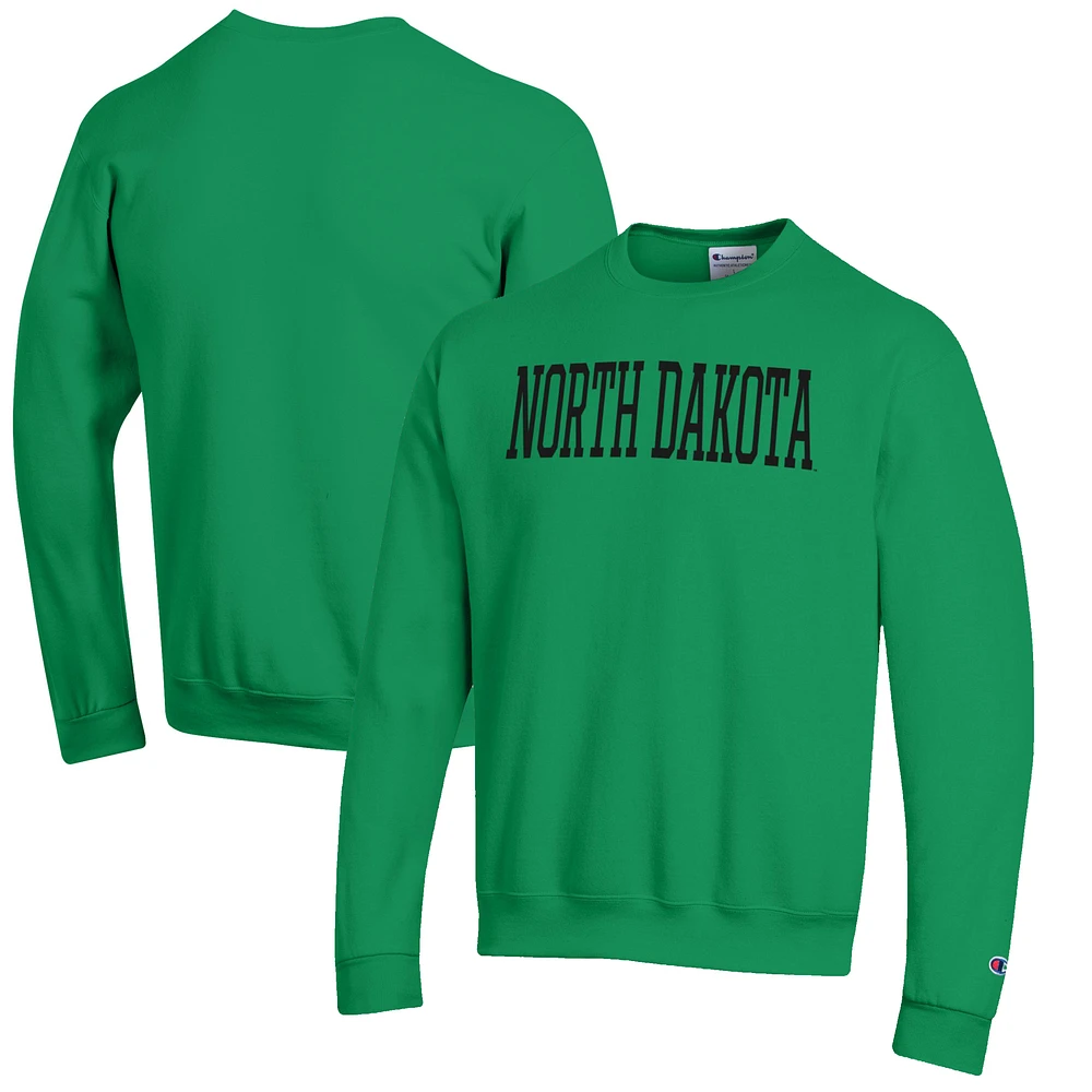 Men's Champion Green North Dakota Eco Powerblend Crewneck Sweatshirt