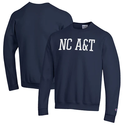 Men's Champion Navy North Carolina A&T Aggies Eco Powerblend Crewneck Sweatshirt