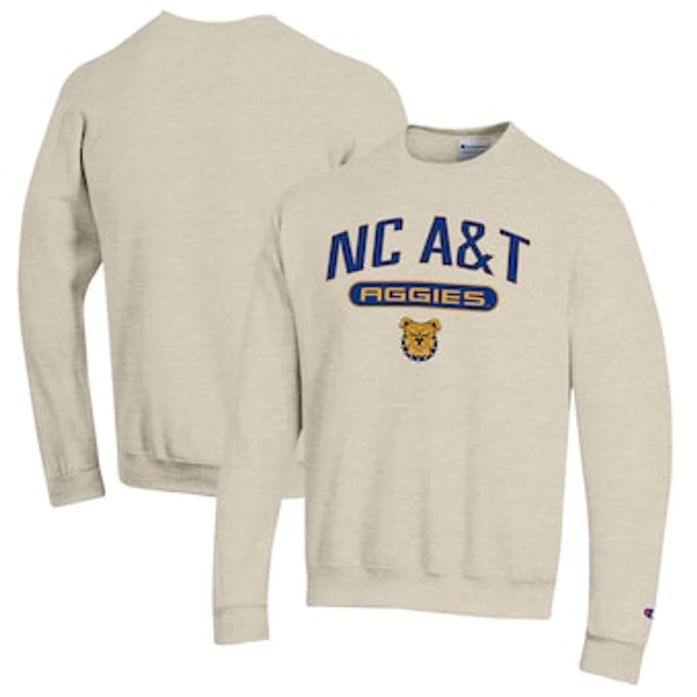 Men's Champion Heathered Oatmeal North Carolina A&T Aggies Eco Powerblend Crewneck Sweatshirt