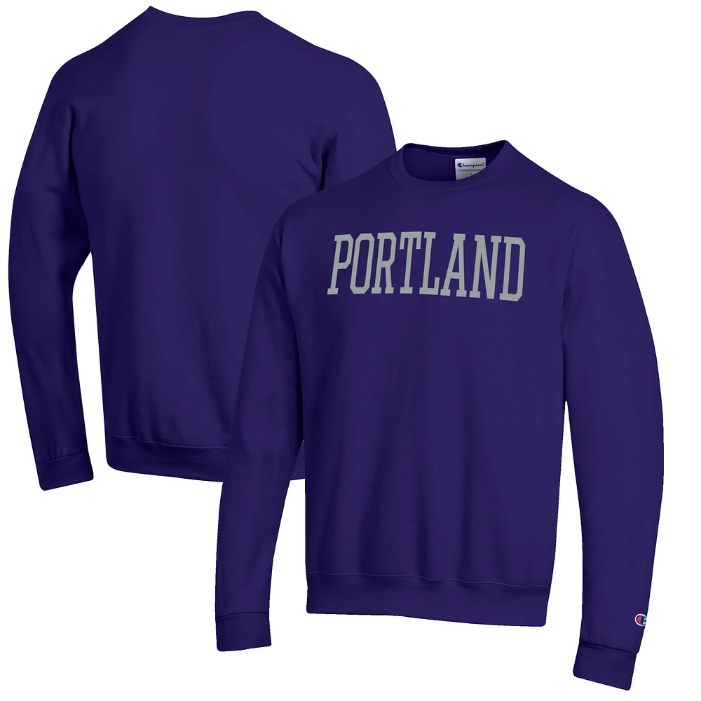 Men's Champion Purple Portland Pilots Eco Powerblend Crewneck Sweatshirt