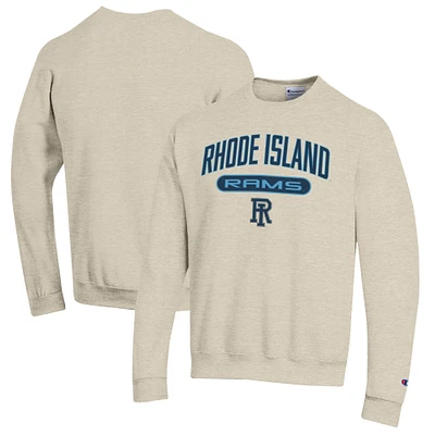 Men's Champion Heathered Oatmeal Rhode Island Rams Eco Powerblend Crewneck Sweatshirt