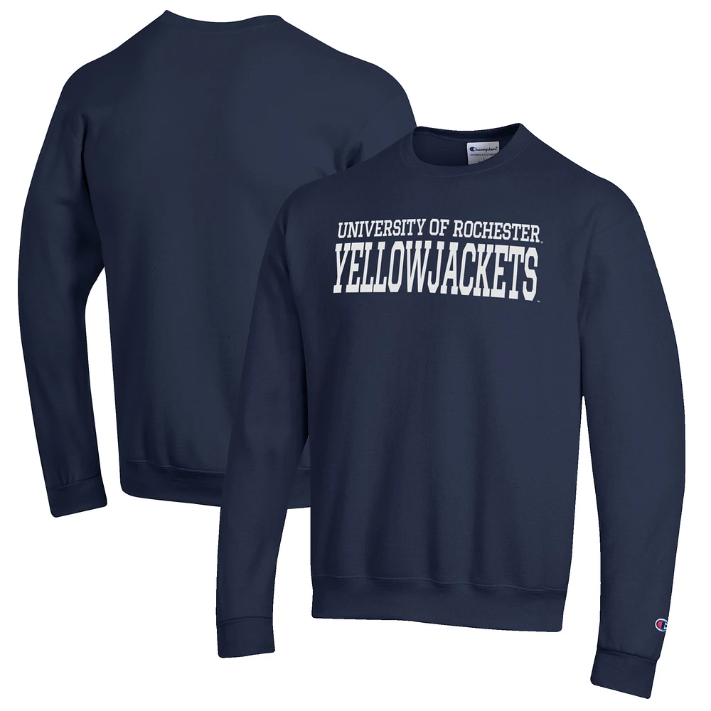 Men's Champion Navy Rochester Yellow Jackets Eco Powerblend Crewneck Sweatshirt