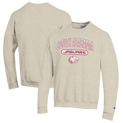Men's Champion Heathered Oatmeal South Alabama Jaguars Eco Powerblend Crewneck Sweatshirt