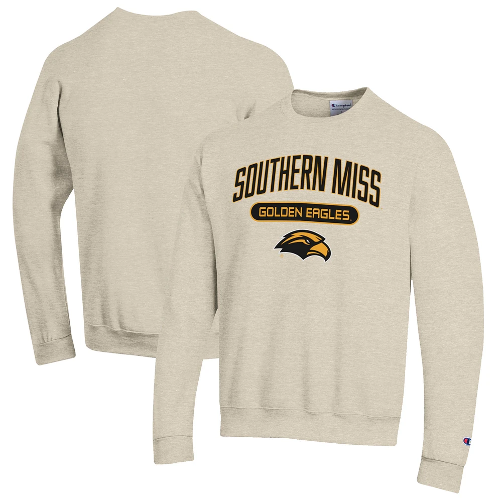 Men's Champion Heathered Oatmeal Southern Miss Golden Eagles Eco Powerblend Crewneck Sweatshirt