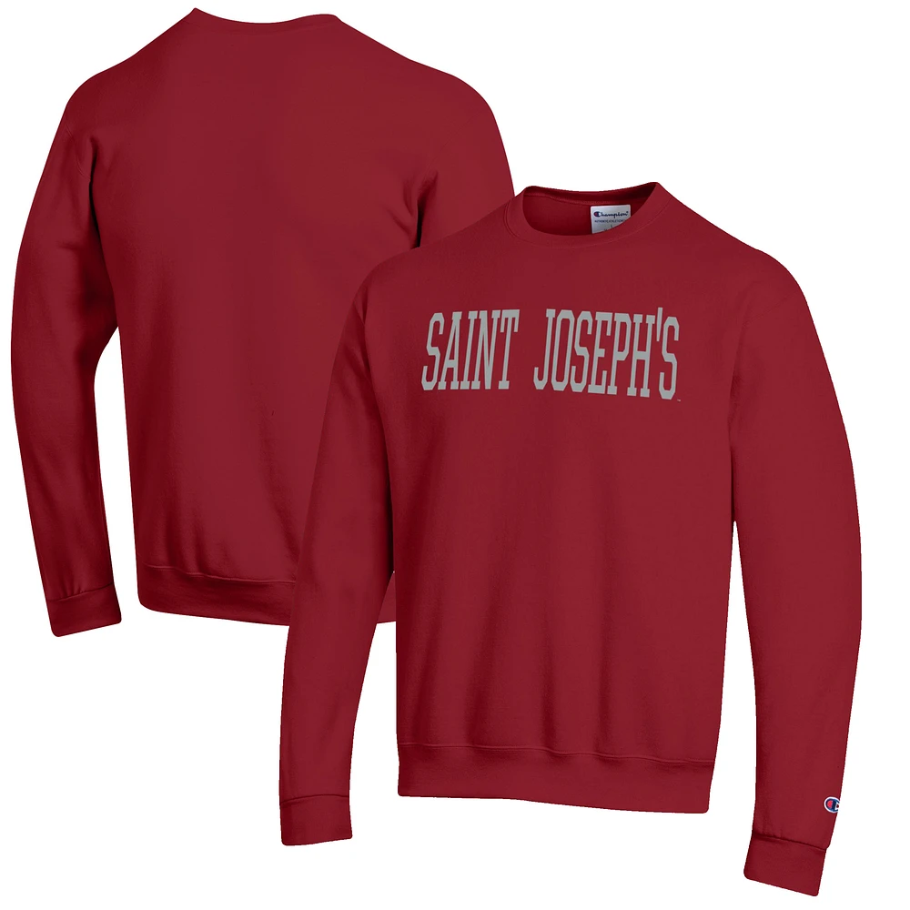 Men's Champion Crimson Saint Joseph's Hawks Eco Powerblend Crewneck Sweatshirt