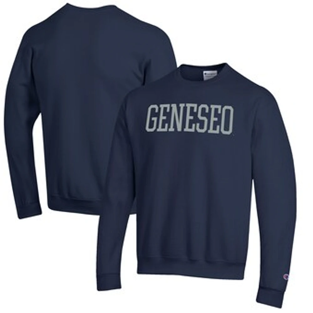 Men's Champion Navy SUNY Geneseo Knights Eco Powerblend Crewneck Sweatshirt