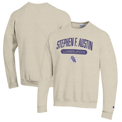 Men's Champion Heathered Oatmeal Stephen F Austin Lumberjacks Eco Powerblend Crewneck Sweatshirt