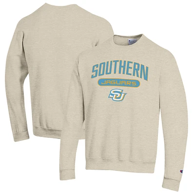 Men's Champion Heathered Oatmeal Southern University Jaguars Eco Powerblend Crewneck Sweatshirt