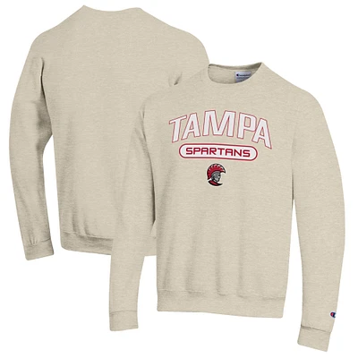 Men's Champion Heathered Oatmeal University of Tampa Spartans Eco Powerblend Crewneck Sweatshirt