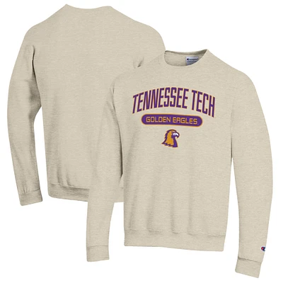 Men's Champion Heathered Oatmeal Tennessee Tech Golden Eagles Eco Powerblend Crewneck Sweatshirt