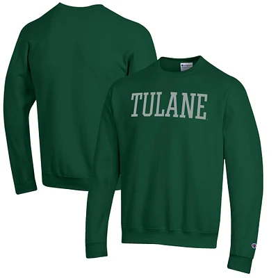 Men's Champion Green Tulane Wave Eco Powerblend Crewneck Sweatshirt