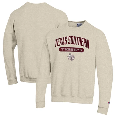 Men's Champion Heathered Oatmeal Texas Southern Tigers Eco Powerblend Crewneck Sweatshirt