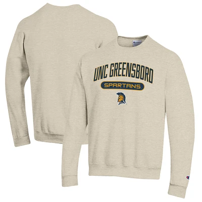 Men's Champion Heathered Oatmeal UNCG Spartans Eco Powerblend Crewneck Sweatshirt