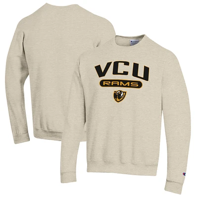 Men's Champion Heathered Oatmeal VCU Rams Eco Powerblend Crewneck Sweatshirt