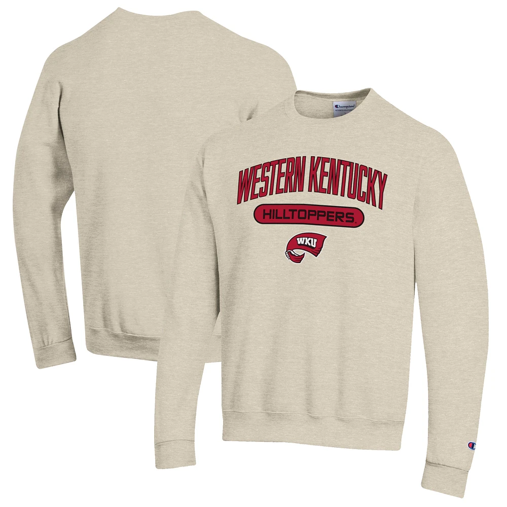 Men's Champion Heathered Oatmeal Western Kentucky Hilltoppers Eco Powerblend Crewneck Sweatshirt