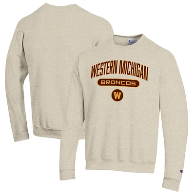 Men's Champion Heathered Oatmeal Western Michigan Broncos Eco Powerblend Crewneck Sweatshirt