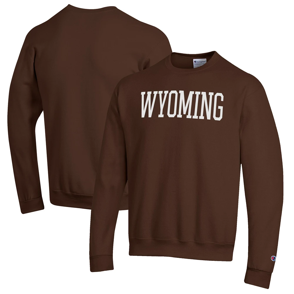 Men's Champion Brown Wyoming Cowboys Eco Powerblend Crewneck Sweatshirt
