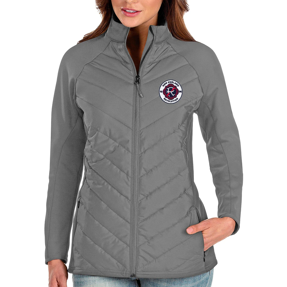 Women's Antigua Steel New England Revolution Logo Altitude Full-Zip Jacket