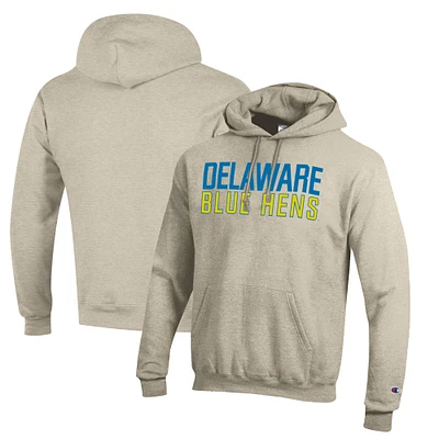 Men's Champion Oatmeal Delaware Fightin' Blue Hens Eco Powerblend Pullover Hoodie