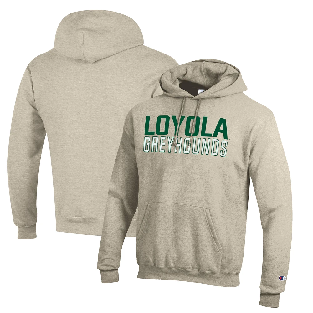 Men's Champion Oatmeal Loyola Greyhounds Eco Powerblend Pullover Hoodie