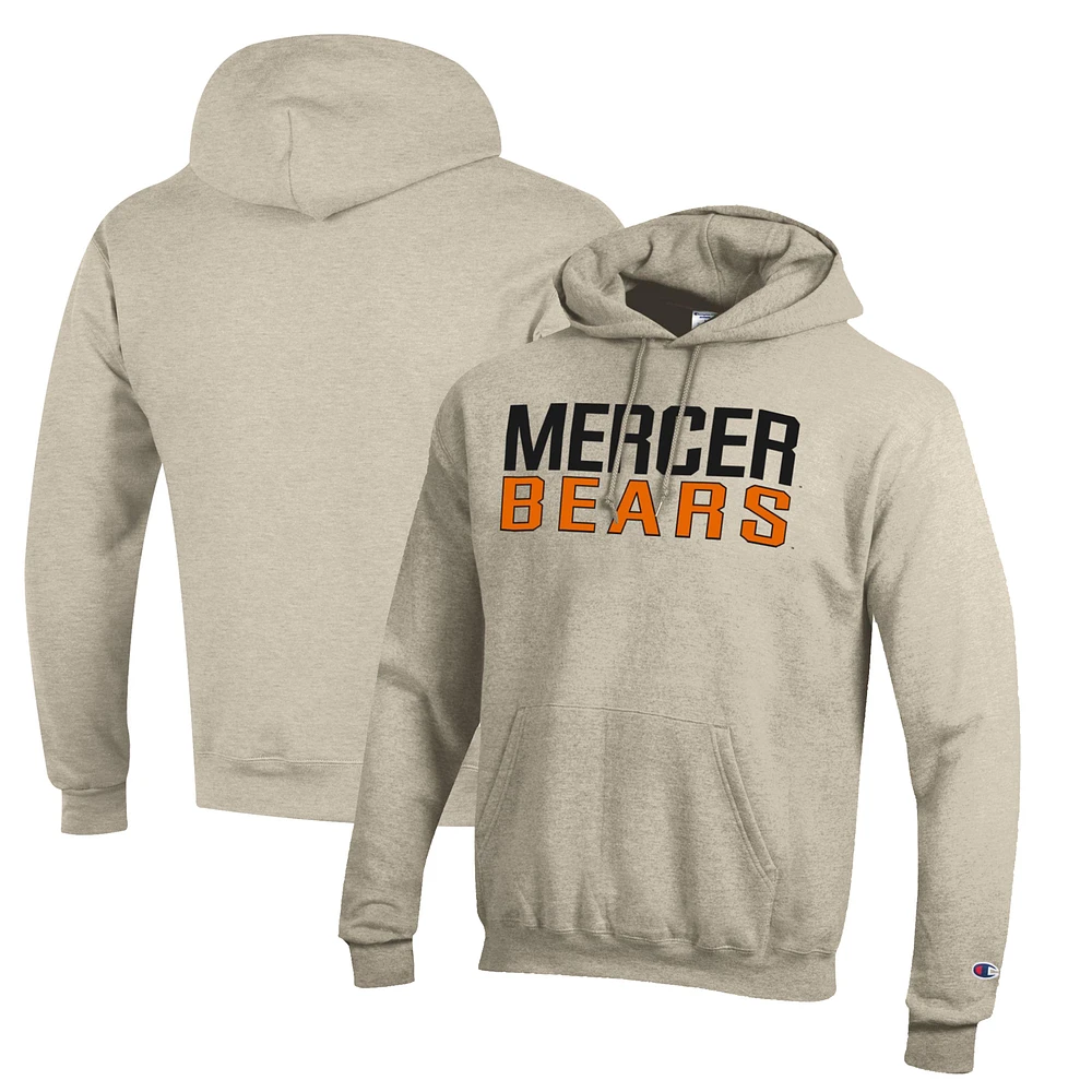 Men's Champion Oatmeal Mercer Bears Eco Powerblend Pullover Hoodie
