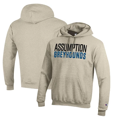 Men's Champion Oatmeal Assumption Greyhounds Eco Powerblend Pullover Hoodie