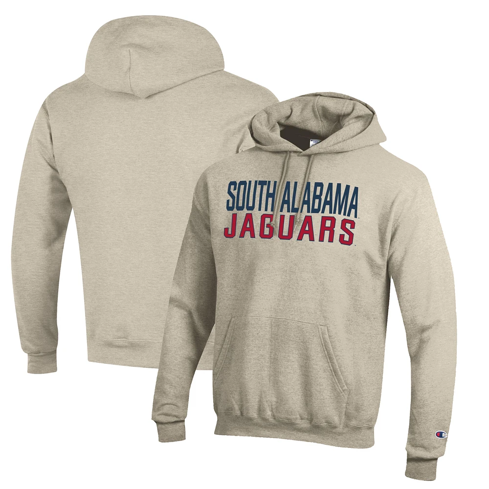 Men's Champion Oatmeal South Alabama Jaguars Eco Powerblend Pullover Hoodie