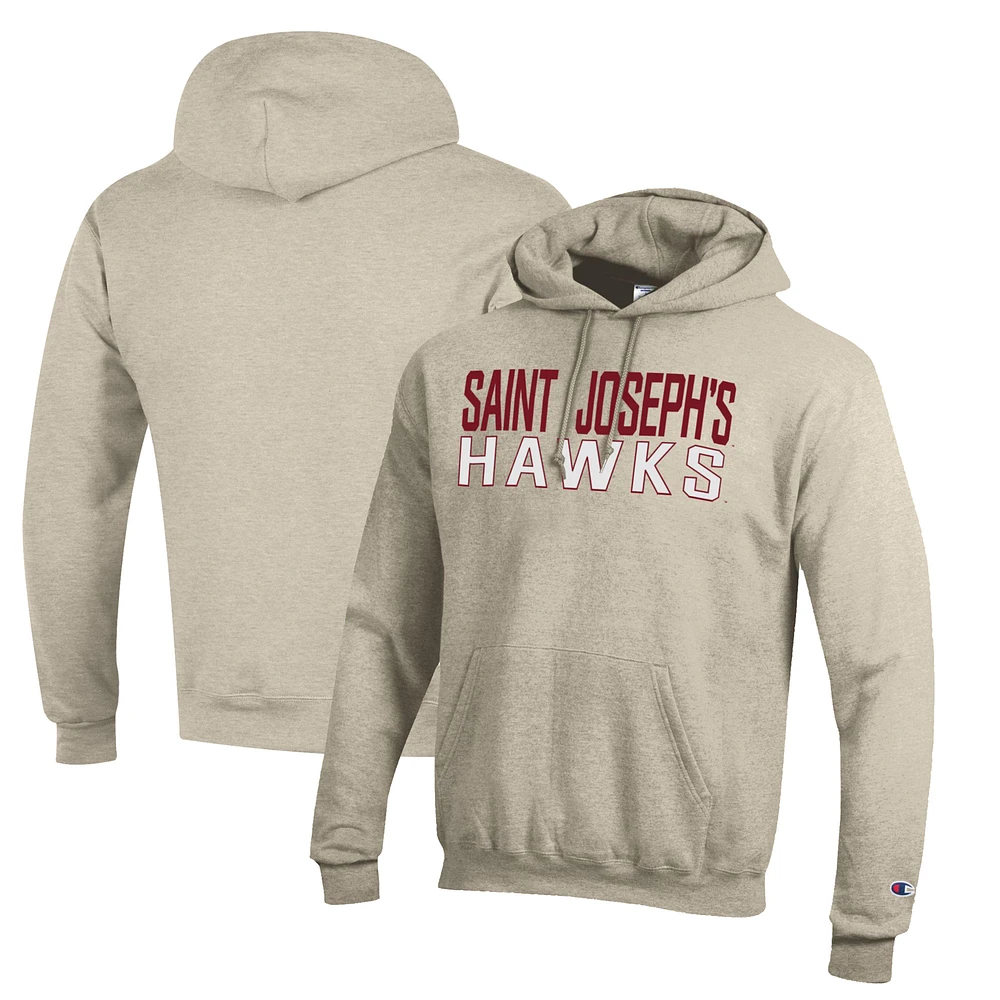 Men's Champion Oatmeal Saint Joseph's Hawks Eco Powerblend Pullover Hoodie