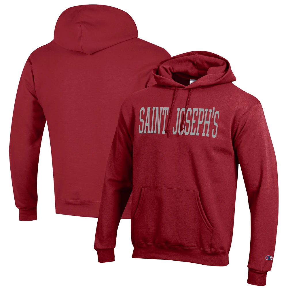 Men's Champion Crimson Saint Joseph's Hawks Eco Powerblend Pullover Hoodie