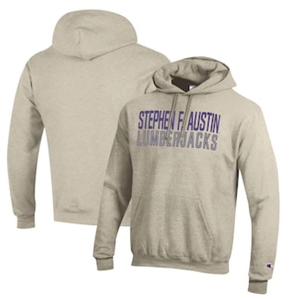 Men's Champion Oatmeal Stephen F Austin Lumberjacks Eco Powerblend Pullover Hoodie