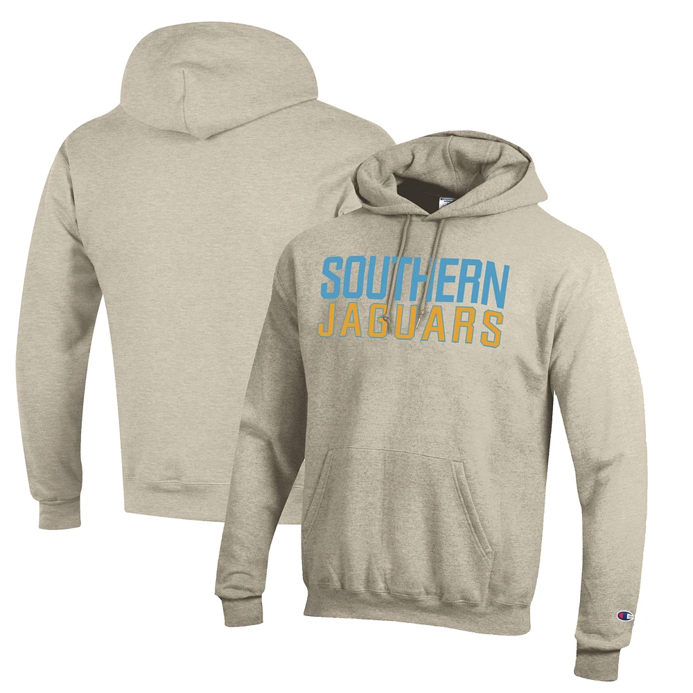 Men's Champion Oatmeal Southern University Jaguars Eco Powerblend Pullover Hoodie