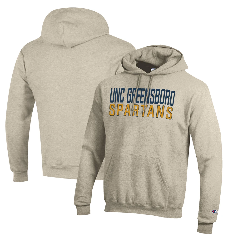 Men's Champion Oatmeal UNCG Spartans Eco Powerblend Pullover Hoodie