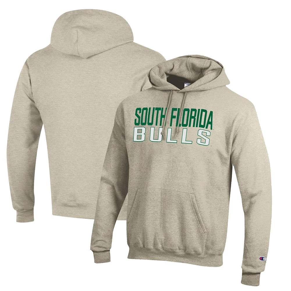Men's Champion Oatmeal South Florida Bulls Eco Powerblend Pullover Hoodie